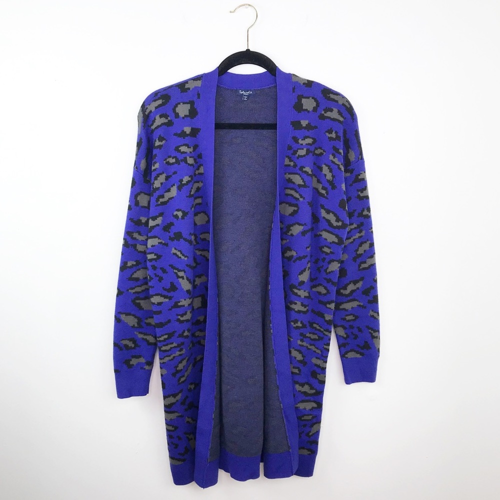 Splendid blue leopard printed cardigan sweater